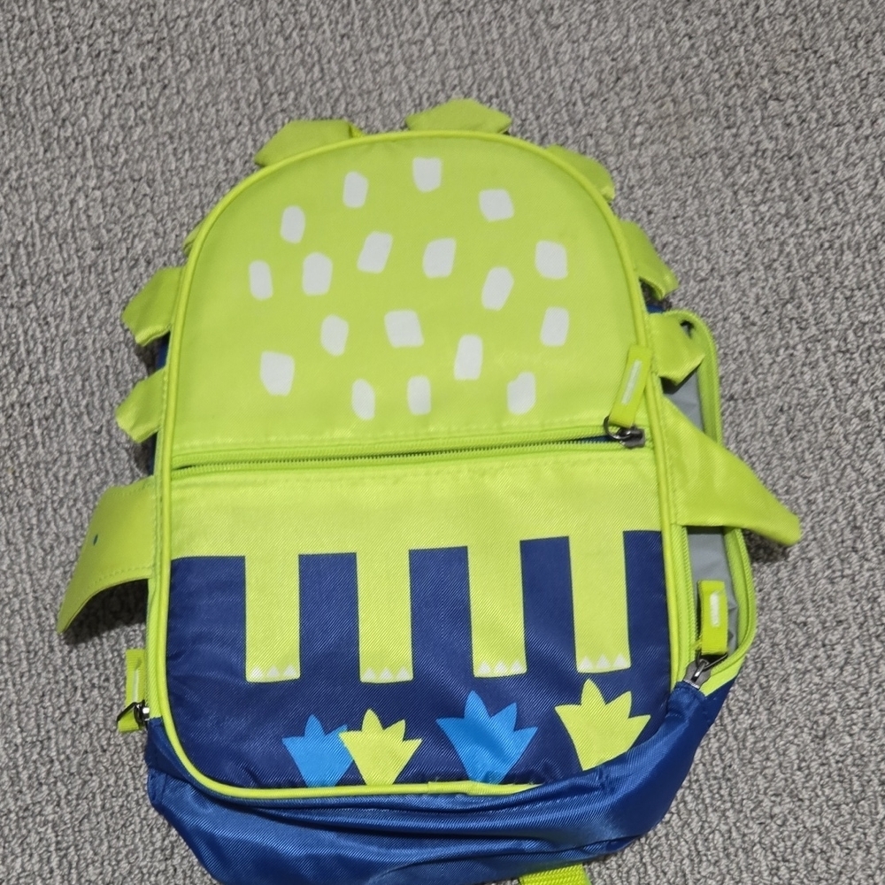 Kids Dinosaur Backpack Cooler- Lime Green and Blue
